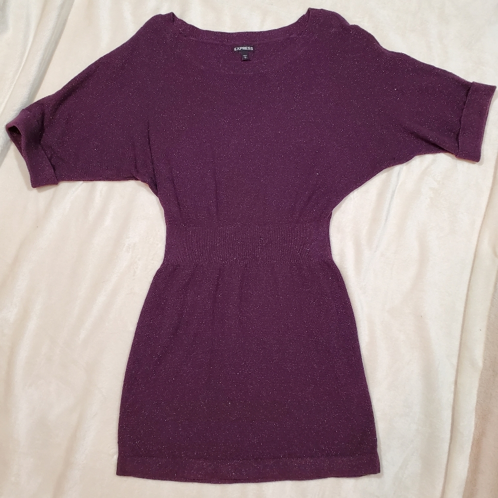Express Galaxy Purple Sweater Leggings Dress Sz S